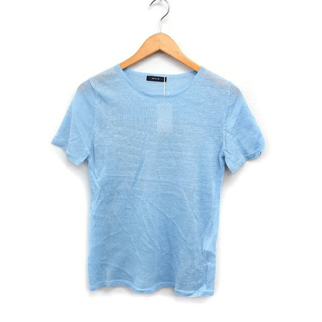 【中古】未使用品 コムサイズム COMME CA ISM タグ付き サマー ニット セーター 半袖 丸首 無地 リネン..