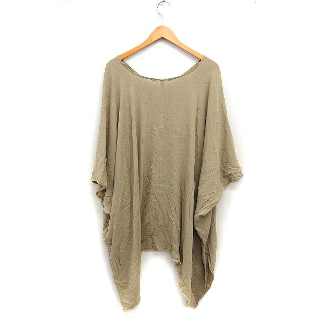 【中古】ニコアンド Niko and.. オーバーサイズ チュニック フリンジ Vネック 7分袖 無地 F ベージュ /FT29 レディース 【ベクトル 古着】 250404