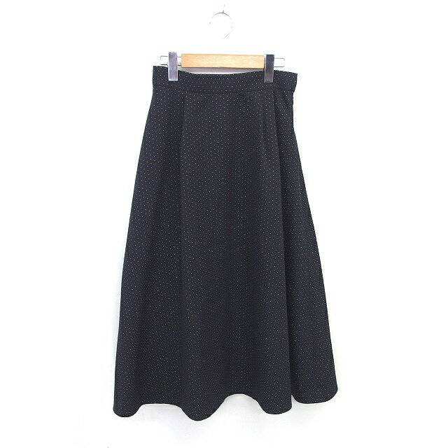 【中古】アウィーエフ Auief フレア スカート ロング ドット サイドジップ 38 黒 ブラック /TT レディース 【ベクトル 古着】 250410