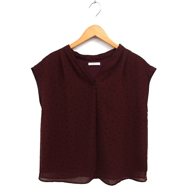 【中古】テチチ Te chichi ドット シフォン ブラウス Vネック フレンチスリーブ 半袖 M 茶 ブラウン /NT29 レディース 【ベクトル 古着】 250411