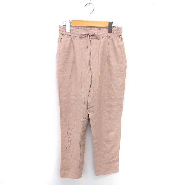 【中古】ビス ViS テーパード パンツ ロング 薄手 無地 シンプル 腰ひも M ベージュ 茶 /TT レディース..