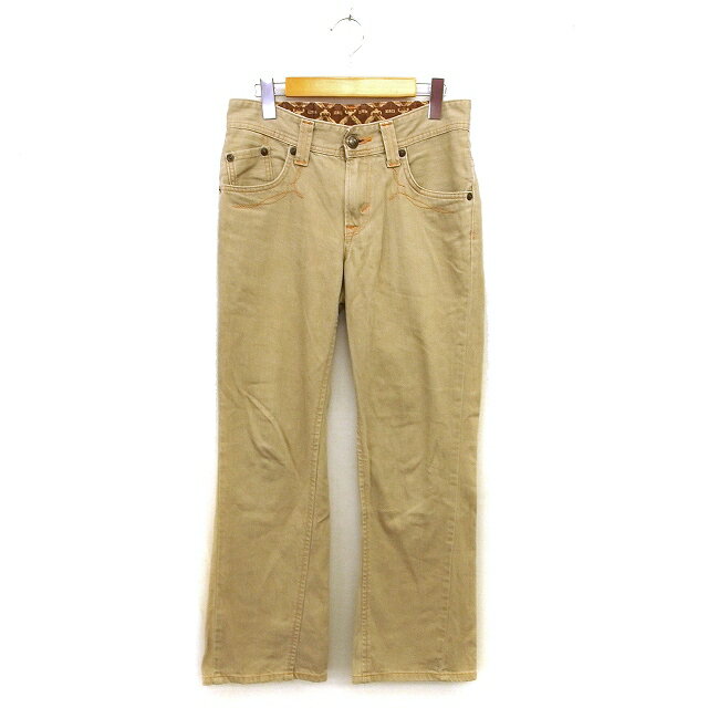 【中古】エドウィン EDWIN XV ブーツカット デニム ジーンズ フェイクレザー コットン 綿 ジップフライ 28 ベージュ /NT9 メンズ 【ベクトル 古着】 250423