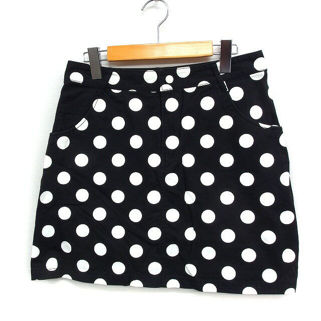 【中古】ルコックスポルティフ le coq sportif ドット 台形スカート ミニ コットン 綿 ゴルフウエア 2 ..