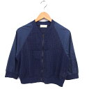 【中古】ダブルクローゼット w closet ラグランスリーブ クロップド ジャンパー ブルゾン ジップアップ リブ 透かし 七分袖 F 紺 ネイビー /NT2...