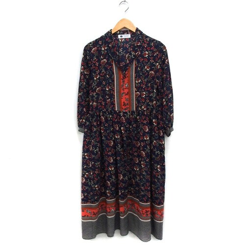 【中古】ニコルクラブ NICOLE CLUB 179/WG 花柄 シャツ ワンピース ロング丈 7分袖 オープンカラー 38 ネイビー 紺 /FT1 レディース 【ベクトル 古着】 250517 【中古】ニコルクラブ NICOLE CLUB 179/WG 花柄 シャツ ワンピース ロング丈 7分袖 オープンカラー 38 ネイビー 紺 /FT1 レディース 【ベクトル 古着】 250517