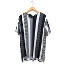 【中古】アズールバイマウジー AZUL by moussy ランダムストライプ チュニック 半袖 キーネック S ブラック 黒 /FT5 レディース 【ベクトル 古着】 250517(4)