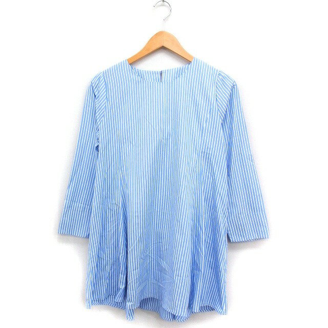 【中古】未使用品 ティアクラッセ Tiaclasse タグ付き チュニックタック フレア 長袖 丸首 L ライトブルー /FT33 レディース 【ベクトル 古着】 250528