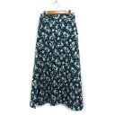 【中古】アズールバイマウジー AZUL by moussy 花柄 フレアスカート ロング丈 サイドスリット ポリエステルツイル M グリーン 緑 /FT32 レディース 【ベクトル 古着】 250529(4)