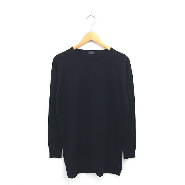 【中古】ジョセフ JOSEPH チュニック ニット ボートネック 両サイドスリット ウール 長袖 M 黒 ブラック /TT7 レディース 【ベクトル 古着】 250609