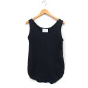 【中古】ラッピンナイン Wrapin nine9 コットン タンクトップ ノースリーブ ラウンドヘム 無地 F ブラック 黒 /FT28 レディース 【ベクトル 古着】 250604