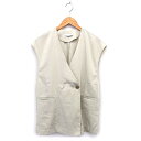 【中古】アントマリーズ Aunt Marie's ベスト ロング ダブル 裏地なし シンプル 前開き F アイボリー /NT2 レディース 【ベクトル 古着】 ...