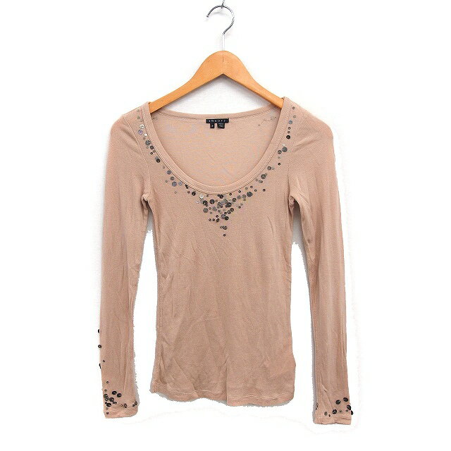 【中古】セオリー Theory ニット カットソー 長袖 オーバルネック 装飾 2 ベージュ /FT42 レディース ..