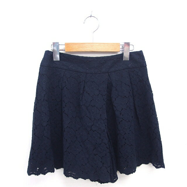 【中古】ナラカミーチェ NARA CAMICIE キュロット パンツ ショート レース サイドジップ 1 ネイビー 紺 /TT5 レディース 【ベクトル 古着】 250612