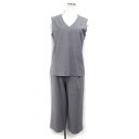 【中古】サクラ SACRA セットアップ パンツスーツ ノースリーブ ブラウス& タック ワイドパンツ 38 グレー 灰 /FT1 レディース 【ベクトル 古着】 250609