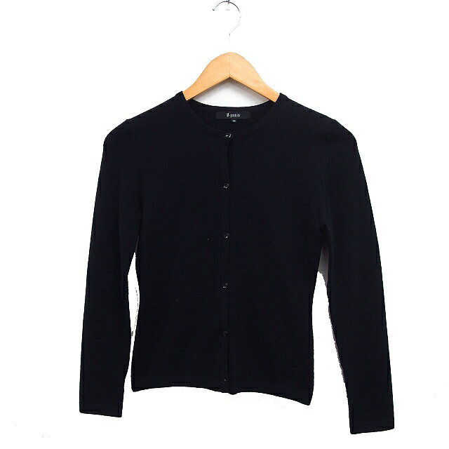 【中古】エムプルミエ M-Premier ウール ニット カーディガン 丸首 無地 38 ブラック 黒 /FT42 レディース 【ベクトル 古着】 250609