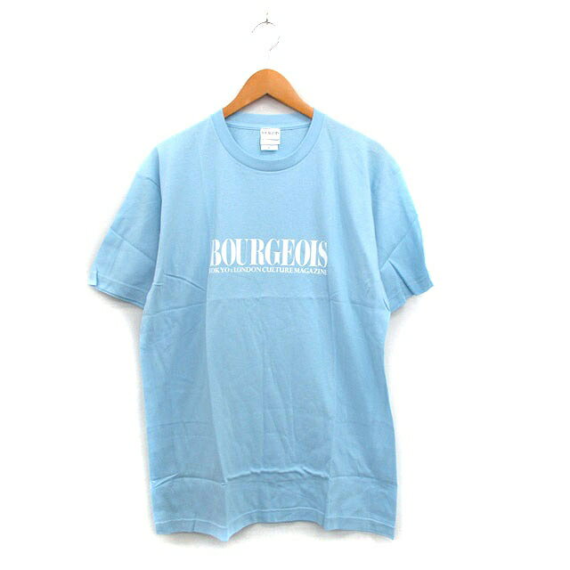 【中古】ブルジョワ BOURGEOIS Tシャツ カットソー 半袖 コットン 文字 ロゴ L ブルー 青 /KT16 レディース 【ベクトル 古着】 250607