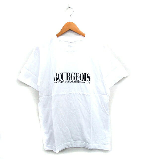 【中古】ブルジョワ BOURGEOIS Tシャツ カットソー 半袖 コットン 文字 ロゴ L ホワイト 白 /KT17 レディース 【ベクトル 古着】 250607