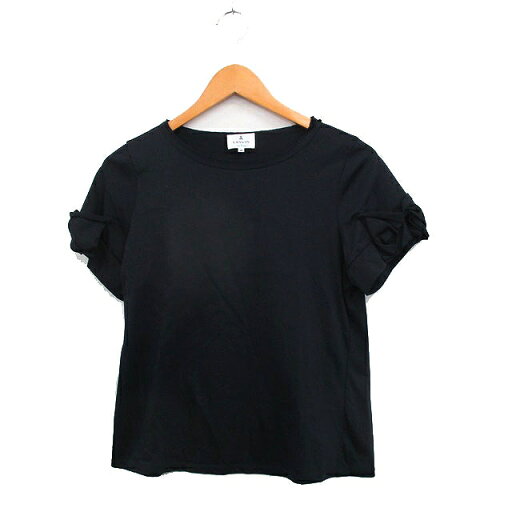 【中古】ランバン LANVIN Tシャツ カットソー 半袖 リボン コットン シンプル 38 ブラック 黒 /KT24 レディース 【ベクトル 古着】 250607 【中古】ランバン LANVIN Tシャツ カットソー 半袖 リボン コットン シンプル 38 ブラック 黒 /KT24 レディース 【ベクトル 古着】 250607