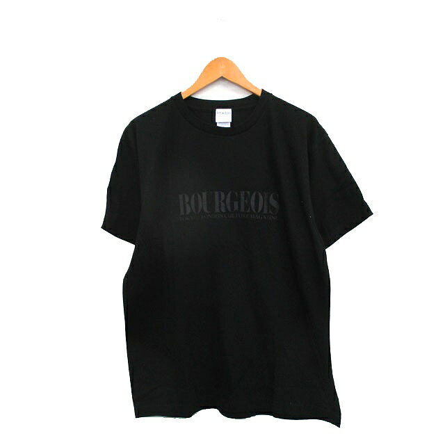 【中古】ブルジョワ BOURGEOIS Tシャツ カットソー 半袖 コットン 文字 ロゴ L ブラック 黒 /KT33 レディース 【ベクトル 古着】 250607