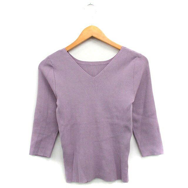 V-Neck - 【中古】ノエラ Noela ニット セーター 七分袖 Vネック シンプル パープル 紫 /KT30 レディース 【ベクトル 古着】 250609