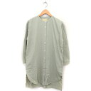 【中古】ハートマーケット HEART MARKET シャツ ワンピース 長袖 ひざ丈 バンドカラー 無地 コットン 綿 F ライトカーキ /FT14 レディース 【ベクトル 古着】 250618