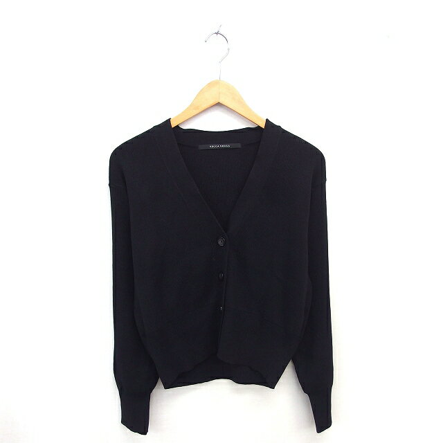【中古】イェッカヴェッカ YECCA VECCA カーディガン ニット Vネック 無地 シンプル ウール混 長袖 F 黒 ブラック /TT3 レディース 【ベクトル 古着】 250627