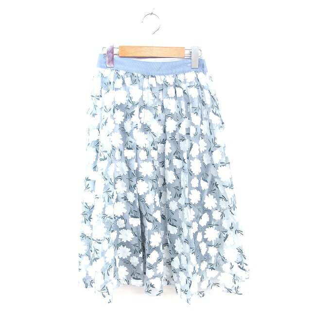 【中古】ファーファー furfur フレア スカート ロング チュール 花柄 ペチスカート F グレー ホワイト 白 /TT18 レディース 【ベクトル 古着】 250628