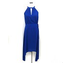 【中古】ビーシービージーマックスアズリア BCBGMAXAZRIA ホルターネック ワンピース フレア ロング ドローストリング ギャザー ノースリーブ XXS 青 ブルー /NT32 レディース 【ベクトル 古着】 250703