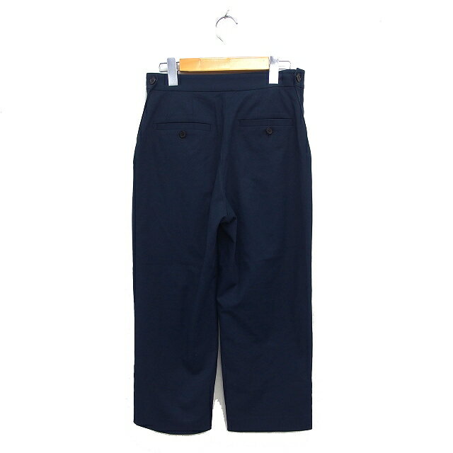 【中古】スピック&スパン Spick&Span ストレート パンツ リネン混 サイドジップ シンプル 38 紺 ネイビー /NT22 レディース 【ベクトル 古着】 250704