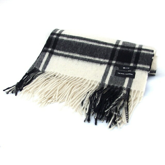 【中古】アパートバイローリーズ apart by lowrys ウール マフラー 大判 フリンジ チェック カシミヤ混..