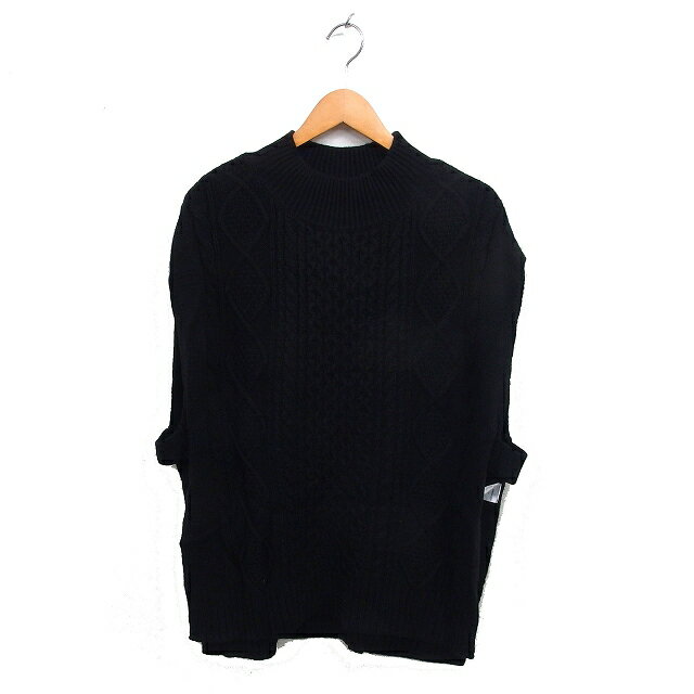 【中古】グローバルワーク GLOBAL WORK ハイネック ニット ベスト アラン模様 リブ ケーブル編み F 黒 ブラック /NT34 レディース 【ベクトル 古着】 251204