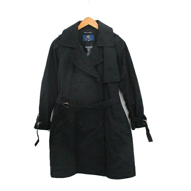 【中古】ベンタイル VENTILE トレンチコート ロング ベルト コットン シンプル 34 ブラック 黒 /KT7 メンズ 【ベクトル 古着】 250718