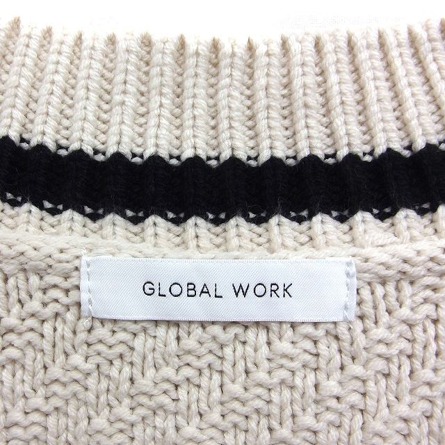 【中古】グローバルワーク GLOBAL WORK ニット Vネック ベスト 配色ライン コットン 綿 F オフホワイト 白 /FT37 レディース 【ベクトル 古着】 251204 vectorpremium-18749237 ブランド古着ベクトルプレミアム店 サンプル画像3