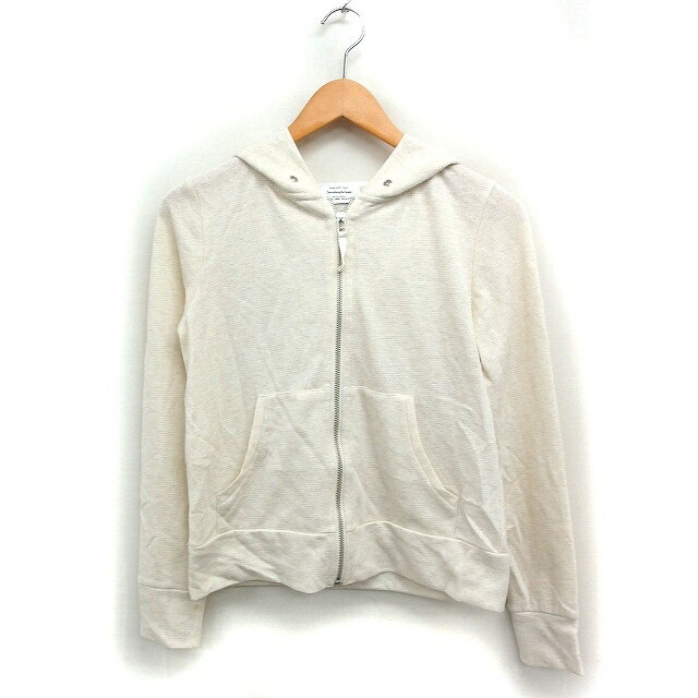 【中古】グリーンレーベルリラクシング ユナイテッドアローズ green label relaxing ジップアップ パーカー ラメブレンド ボーダー 38 オフホワイト 白 /FT30 レディース 【ベクトル 古着】 251203
