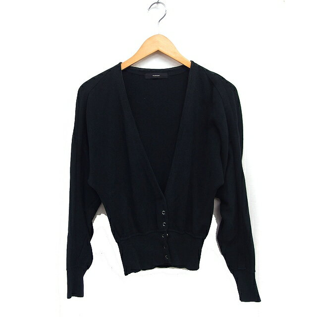 【中古】フローレント FLORENT Vネック カーディガン 無地 コットン 綿 ニット ブラック 黒 /FT44 レディース 【ベクトル 古着】 250718