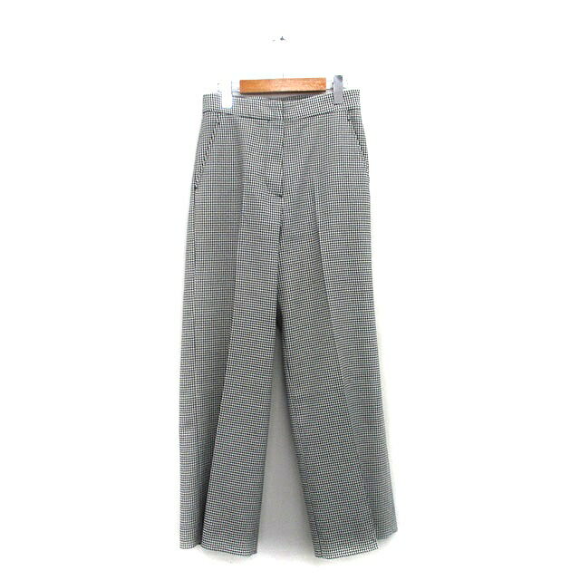 【中古】エストネーション ESTNATION ストレート パンツ センタープレス 千鳥格子 36 ブラック 黒 /KT27 レディース 【ベクトル 古着】 250820