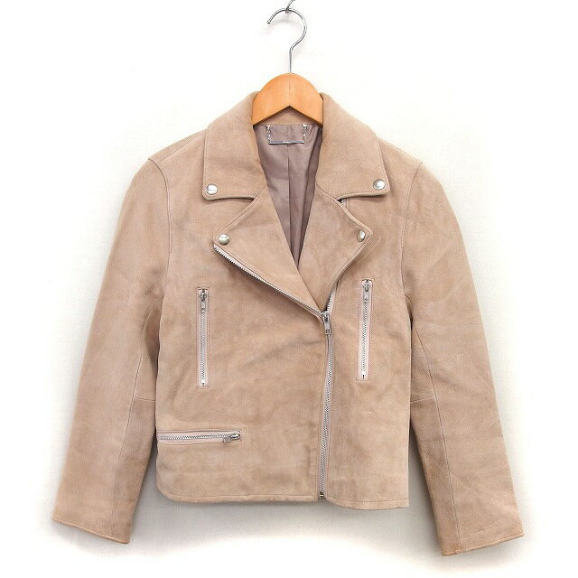 【中古】ミラオーウェン Mila Owen スエード ライダース ジャケット ジップアップ 総裏地 0 ベージュ /NT32 レディース 【ベクトル 古着】 250825
