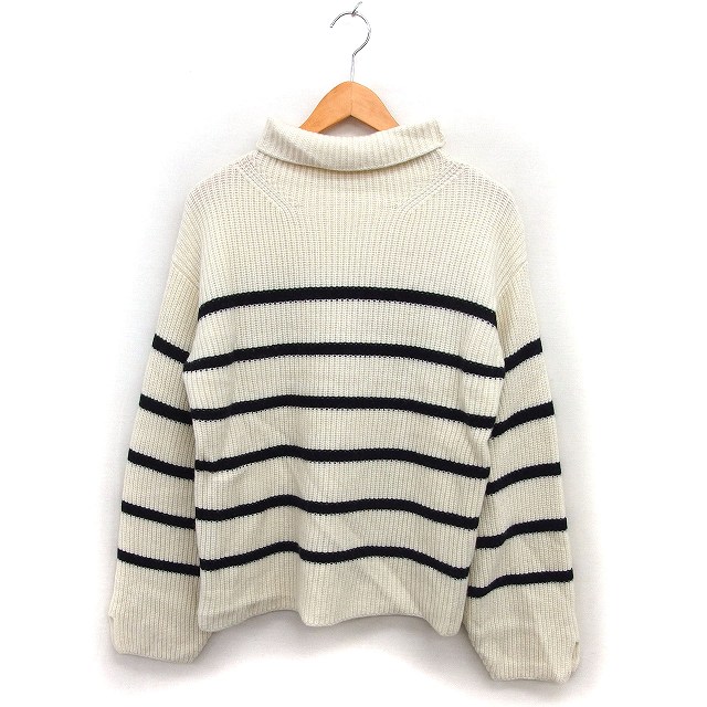 【中古】バンヤードストーム BARNYARDSTORM オフタートル ニット セーター ウール ボーダー ドロップショルダー 長袖 1 オフホワイト /NT23 レディース 【ベクトル 古着】 250829