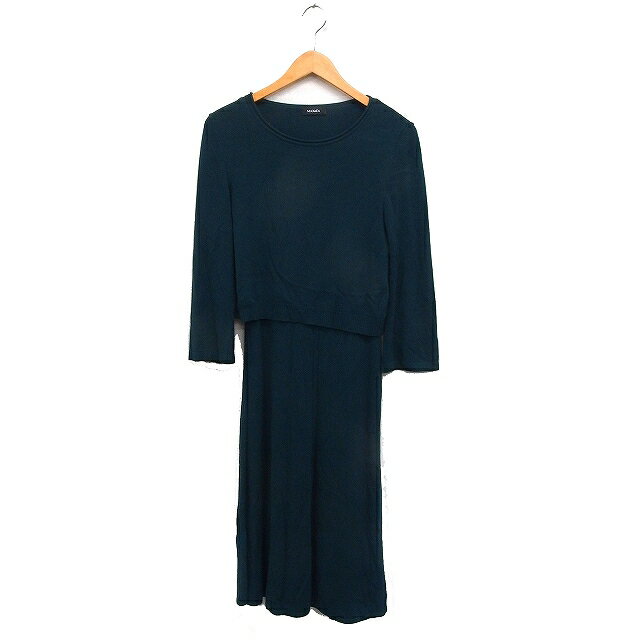 【中古】マックス&コー MAX&CO. ニット ワンピース 長袖 ロング セパレート風 無地 M グリーン 緑 /FT45 レディース 【ベクトル 古着】 250901(4)