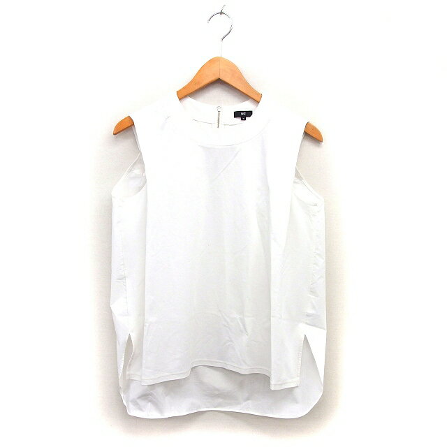 【中古】プラステ PLST クルーネック ノースリーブ カットソー バックロング スリット 透け感 M オフホワイト /NT20 レディース 【ベクトル 古着】 250820