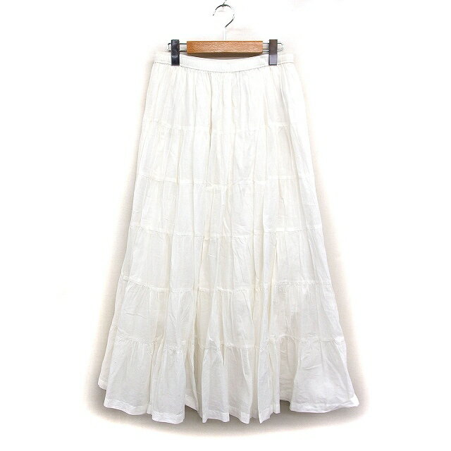 【中古】アダムエロペ Adam et Rope' ティアード スカート ロング丈 無地 コットン 綿 F ホワイト 白 /FT32 レディース 【ベクトル 古着】 250910(4)