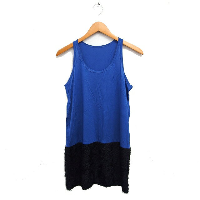 【中古】ベータ β 切替 チュニック ノースリーブ 裾ファー 無地 40 ブルー 青 ブラック 黒 /FT23 レディース 【ベクトル 古着】 250918