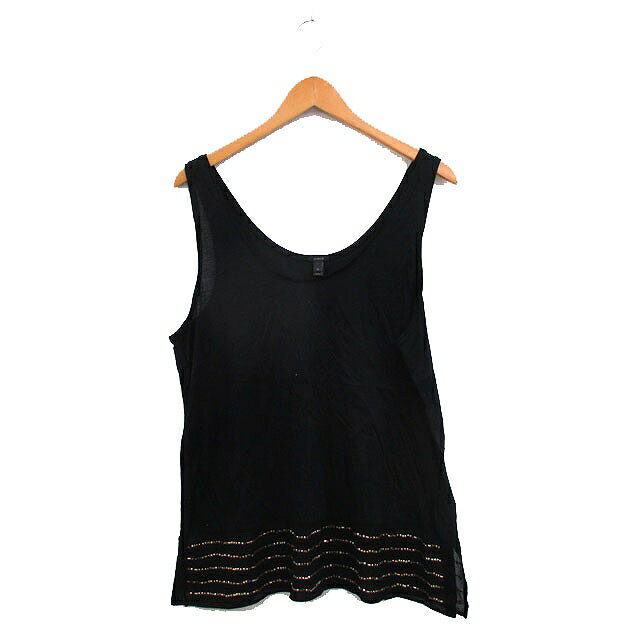 【中古】ジェイクルー J.CREW タンクトップ ビジュー コットン XL ブラック 黒 /KT15 レディース 【ベクトル 古着】 250925