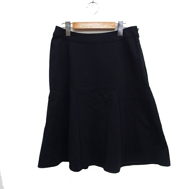 【中古】トゥービーシック TO BE CHIC フレアスカート ひざ丈 無地 コットン 綿 42 ブラック 黒 /FT15 レディース 【ベクトル 古着】 250929(4)