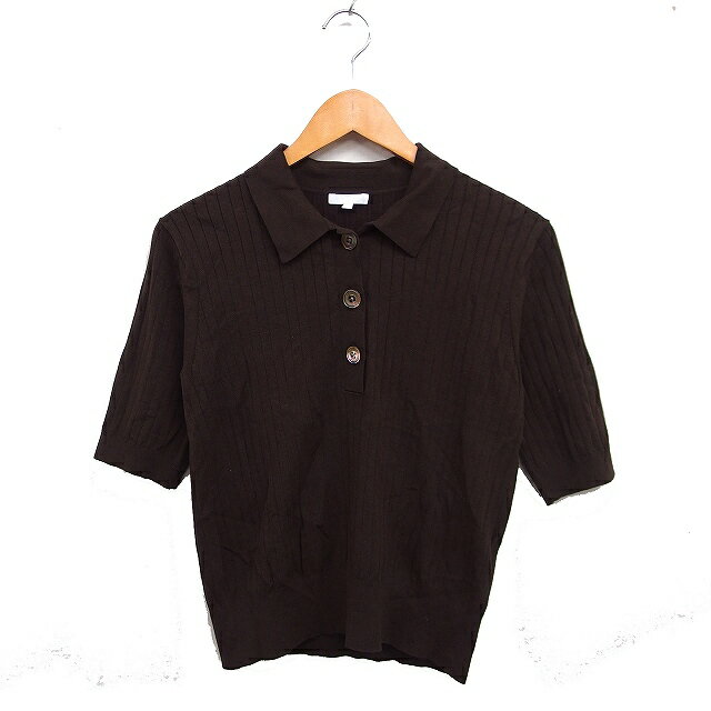 【中古】R ポロ ニット セーター 半袖 リブ 無地 シルク混 コットン 綿 38 ブラウン 茶 /FT24 レディー..