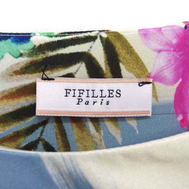 【中古】フィフィーユ fifilles ツイスト ドレープ ワンピース ドレス フラワープリント 7分袖 ロング T1 マルチカラー /FT27 レディース 【ベクトル 古着】 251018
