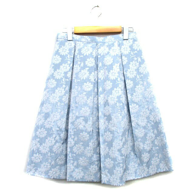 【中古】未使用品 カールパークレーン KarL Park Lane タグ付き フレア スカート 膝丈 花柄 11 ライトブルー 水色 /KT6 レディース 【ベクトル 古着】 251030