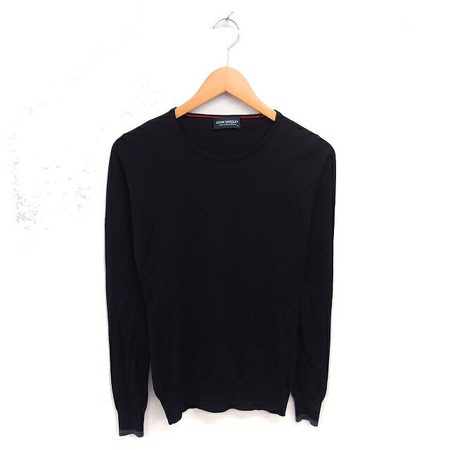 【中古】ジョンスメドレー JOHN SMEDLEY ニット セーター クルーネック 無地 シンプル 長袖 S 黒 ブラ..