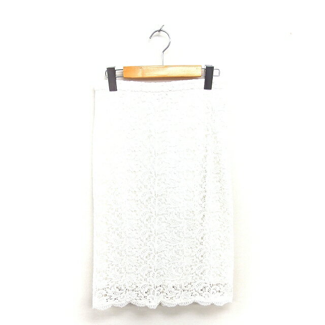 【中古】マイストラーダ Mystrada タイト レース スカート ミモレ丈 ロング スリット バックジップ 38 ホワイト 白 /TT レディース 【ベクトル 古着】 251023