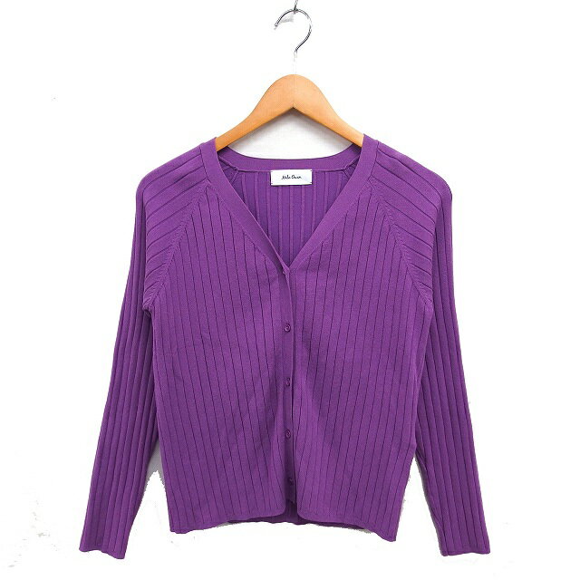 【中古】ミラオーウェン Mila Owen ラグランスリーブ カーディガン ニット リブ ハイゲージ 長袖 0 紫 パープル /NT25 レディース 【ベクトル 古着】 251121
